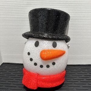 Vintage‎ Melted Plastic Popcorn Snowman Decoration For Light Christmas 9.5"
